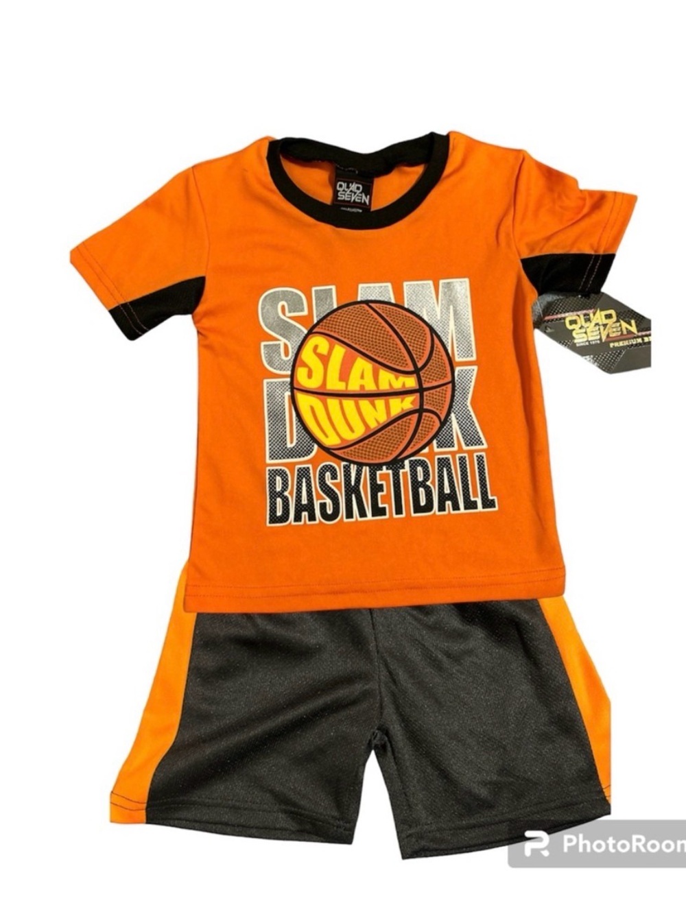 Quad Seven Toddler Boys Basketball Outfit – Slam Dunk T-Shirt & Shorts Set 18m